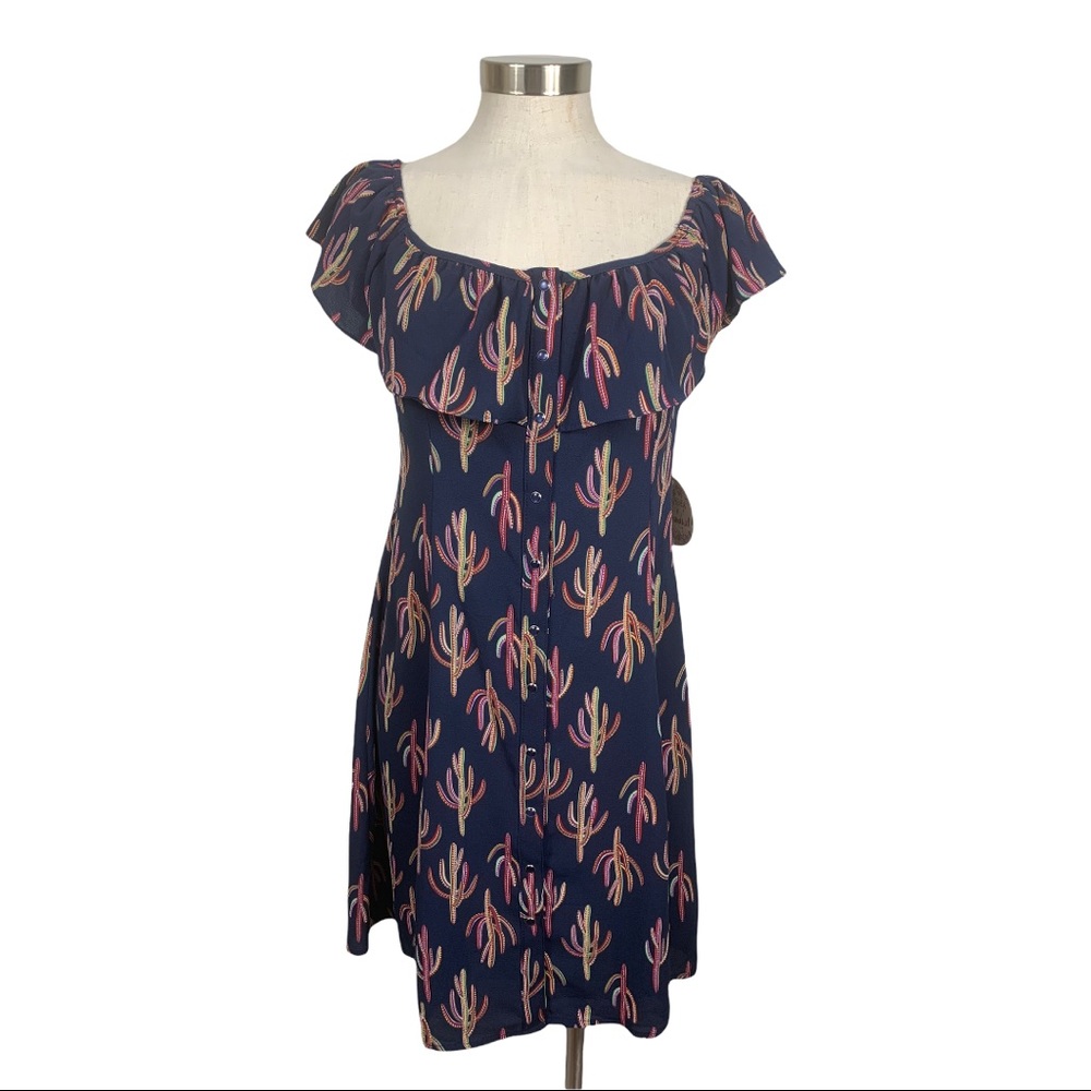 Gypsies & Moondust Navy & Rainbow Cactus Dress X-Large